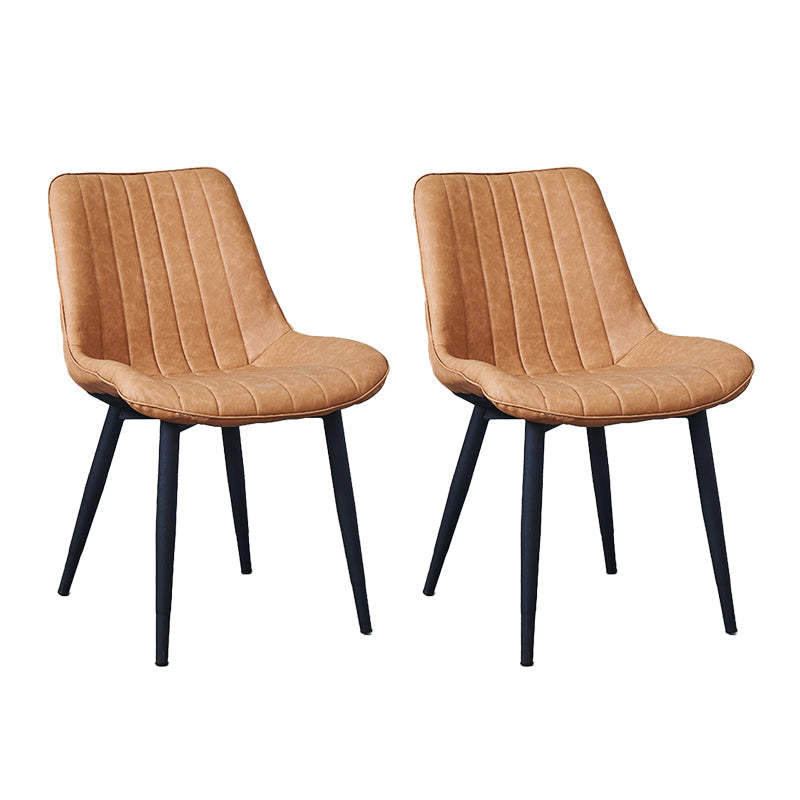 Indoor Scandinavian Side Chair Metal Upholstered Solid Back Dining Room Chair Dark Khaki 2 Piece Set Black Clearhalo ' kitchen&dining_furn' 'Dining Chairs' 'Dining Tables & Seating' 'dining_chair' 'furn' 'furn_dining_chair' 'Furniture' 'furniture_dining_chair' 'Kitchen & Dining Furniture' 'kitchen' 4066375