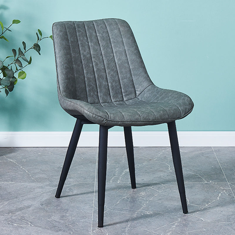 Indoor Scandinavian Side Chair Metal Upholstered Solid Back Dining Room Chair Dark Gray 1 Piece Black Clearhalo ' kitchen&dining_furn' 'Dining Chairs' 'Dining Tables & Seating' 'dining_chair' 'furn' 'furn_dining_chair' 'Furniture' 'furniture_dining_chair' 'Kitchen & Dining Furniture' 'kitchen' 4066377