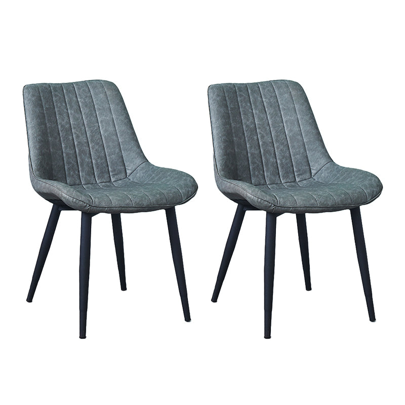 Indoor Scandinavian Side Chair Metal Upholstered Solid Back Dining Room Chair Dark Gray 2 Piece Set Black Clearhalo ' kitchen&dining_furn' 'Dining Chairs' 'Dining Tables & Seating' 'dining_chair' 'furn' 'furn_dining_chair' 'Furniture' 'furniture_dining_chair' 'Kitchen & Dining Furniture' 'kitchen' 4066378