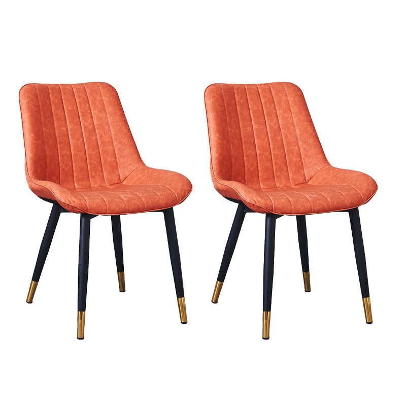Indoor Scandinavian Side Chair Metal Upholstered Solid Back Dining Room Chair Orange 2 Piece Set Brass Gold Clearhalo ' kitchen&dining_furn' 'Dining Chairs' 'Dining Tables & Seating' 'dining_chair' 'furn' 'furn_dining_chair' 'Furniture' 'furniture_dining_chair' 'Kitchen & Dining Furniture' 'kitchen' 4066384