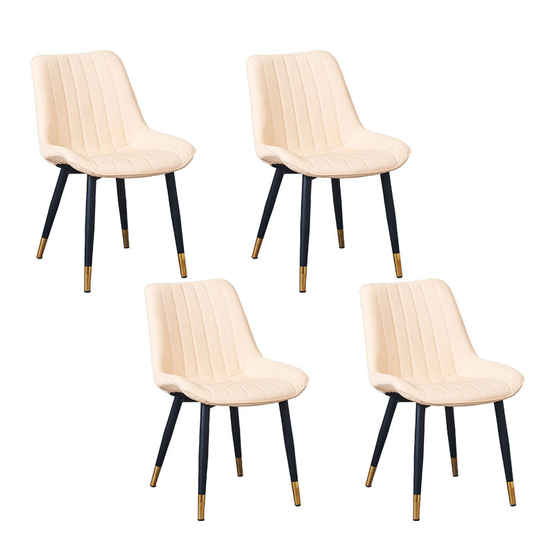 Indoor Scandinavian Side Chair Metal Upholstered Solid Back Dining Room Chair Off-White 4 Piece Set Brass Gold Clearhalo ' kitchen&dining_furn' 'Dining Chairs' 'Dining Tables & Seating' 'dining_chair' 'furn' 'furn_dining_chair' 'Furniture' 'furniture_dining_chair' 'Kitchen & Dining Furniture' 'kitchen' 4066391