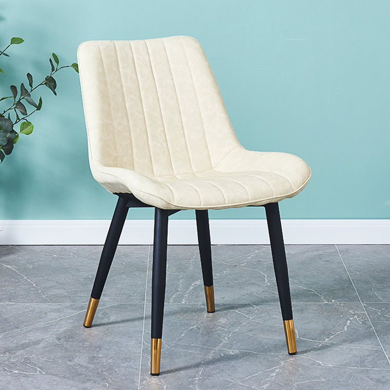 Indoor Scandinavian Side Chair Metal Upholstered Solid Back Dining Room Chair White 1 Piece Brass Gold Clearhalo ' kitchen&dining_furn' 'Dining Chairs' 'Dining Tables & Seating' 'dining_chair' 'furn' 'furn_dining_chair' 'Furniture' 'furniture_dining_chair' 'Kitchen & Dining Furniture' 'kitchen' 4066395