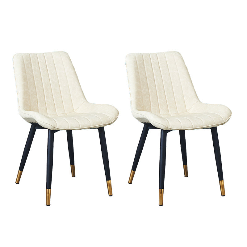 Indoor Scandinavian Side Chair Metal Upholstered Solid Back Dining Room Chair White 2 Piece Set Brass Gold Clearhalo ' kitchen&dining_furn' 'Dining Chairs' 'Dining Tables & Seating' 'dining_chair' 'furn' 'furn_dining_chair' 'Furniture' 'furniture_dining_chair' 'Kitchen & Dining Furniture' 'kitchen' 4066396