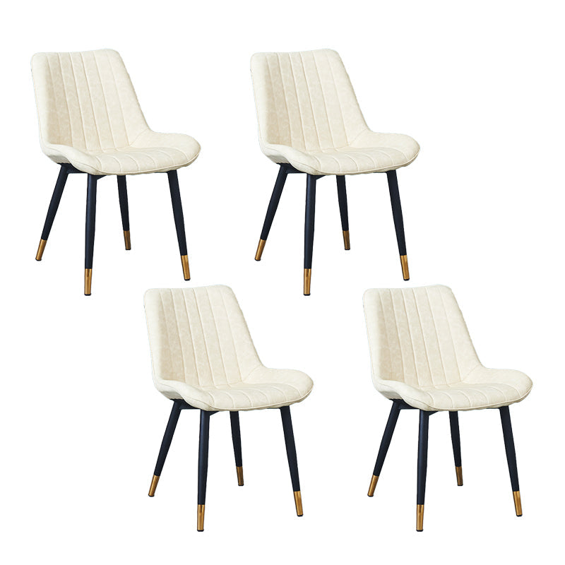 Indoor Scandinavian Side Chair Metal Upholstered Solid Back Dining Room Chair White 4 Piece Set Brass Gold Clearhalo ' kitchen&dining_furn' 'Dining Chairs' 'Dining Tables & Seating' 'dining_chair' 'furn' 'furn_dining_chair' 'Furniture' 'furniture_dining_chair' 'Kitchen & Dining Furniture' 'kitchen' 4066397