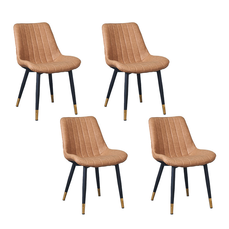 Indoor Scandinavian Side Chair Metal Upholstered Solid Back Dining Room Chair Dark Khaki 4 Piece Set Brass Gold Clearhalo ' kitchen&dining_furn' 'Dining Chairs' 'Dining Tables & Seating' 'dining_chair' 'furn' 'furn_dining_chair' 'Furniture' 'furniture_dining_chair' 'Kitchen & Dining Furniture' 'kitchen' 4066409