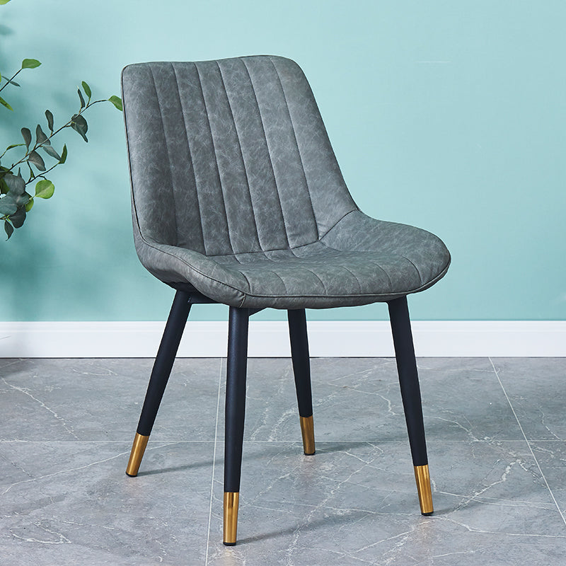 Indoor Scandinavian Side Chair Metal Upholstered Solid Back Dining Room Chair Dark Gray 1 Piece Brass Gold Clearhalo ' kitchen&dining_furn' 'Dining Chairs' 'Dining Tables & Seating' 'dining_chair' 'furn' 'furn_dining_chair' 'Furniture' 'furniture_dining_chair' 'Kitchen & Dining Furniture' 'kitchen' 4066413