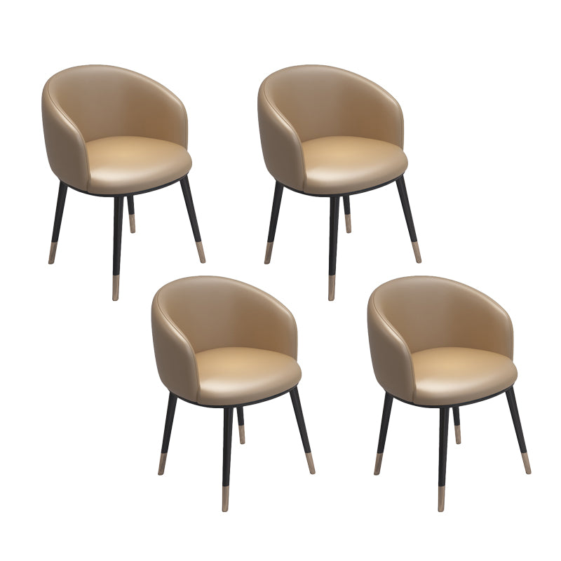 Scandinavian Style Metal Chair Solid Back Side Kitchen Dining Room Chairs Set Khaki 4 Piece Set Clearhalo ' kitchen&dining_furn' 'Dining Chairs' 'Dining Tables & Seating' 'dining_chair' 'furn' 'furn_dining_chair' 'Furniture' 'furniture_dining_chair' 'Kitchen & Dining Furniture' 'kitchen' 4066428