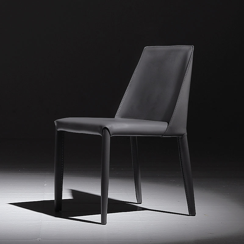 Metal Contemporary Dining Side Chair Dining Room Armless Solid Back Chair Grey 1 Piece Clearhalo ' kitchen&dining_furn' 'Dining Chairs' 'Dining Tables & Seating' 'dining_chair' 'furn' 'furn_dining_chair' 'Furniture' 'furniture_dining_chair' 'Kitchen & Dining Furniture' 'kitchen' 4066453