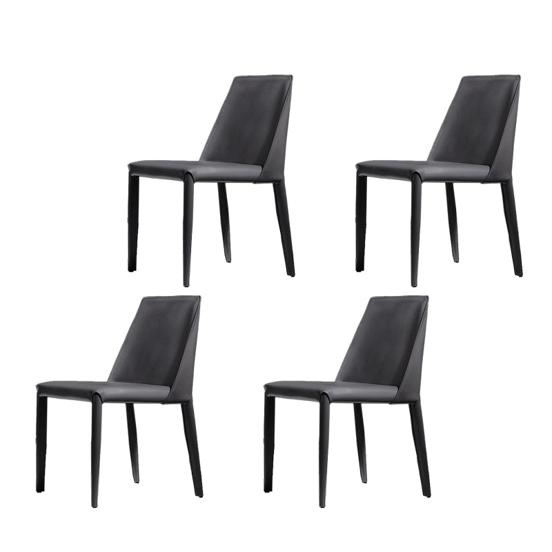 Metal Contemporary Dining Side Chair Dining Room Armless Solid Back Chair Grey 4 Piece Set Clearhalo ' kitchen&dining_furn' 'Dining Chairs' 'Dining Tables & Seating' 'dining_chair' 'furn' 'furn_dining_chair' 'Furniture' 'furniture_dining_chair' 'Kitchen & Dining Furniture' 'kitchen' 4066458