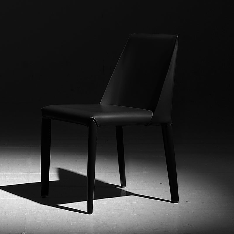 Metal Contemporary Dining Side Chair Dining Room Armless Solid Back Chair Black 1 Piece Clearhalo ' kitchen&dining_furn' 'Dining Chairs' 'Dining Tables & Seating' 'dining_chair' 'furn' 'furn_dining_chair' 'Furniture' 'furniture_dining_chair' 'Kitchen & Dining Furniture' 'kitchen' 4066460