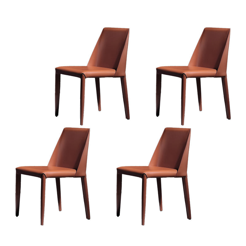 Metal Contemporary Dining Side Chair Dining Room Armless Solid Back Chair Orange 4 Piece Set Clearhalo ' kitchen&dining_furn' 'Dining Chairs' 'Dining Tables & Seating' 'dining_chair' 'furn' 'furn_dining_chair' 'Furniture' 'furniture_dining_chair' 'Kitchen & Dining Furniture' 'kitchen' 4066469