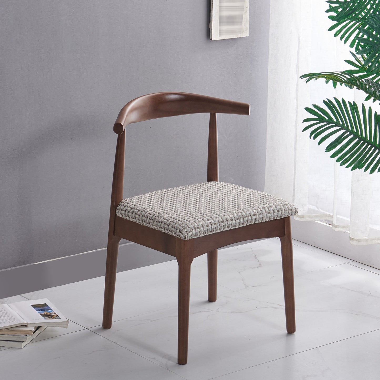 Indoor Scandinavian Side Chair Upholstered Open Back Wood Dining Room Chair Light Gray-White 1 Piece Clearhalo ' kitchen&dining_furn' 'Dining Chairs' 'Dining Tables & Seating' 'dining_chair' 'furn' 'furn_dining_chair' 'Furniture' 'furniture_dining_chair' 'Kitchen & Dining Furniture' 'kitchen' 4066502