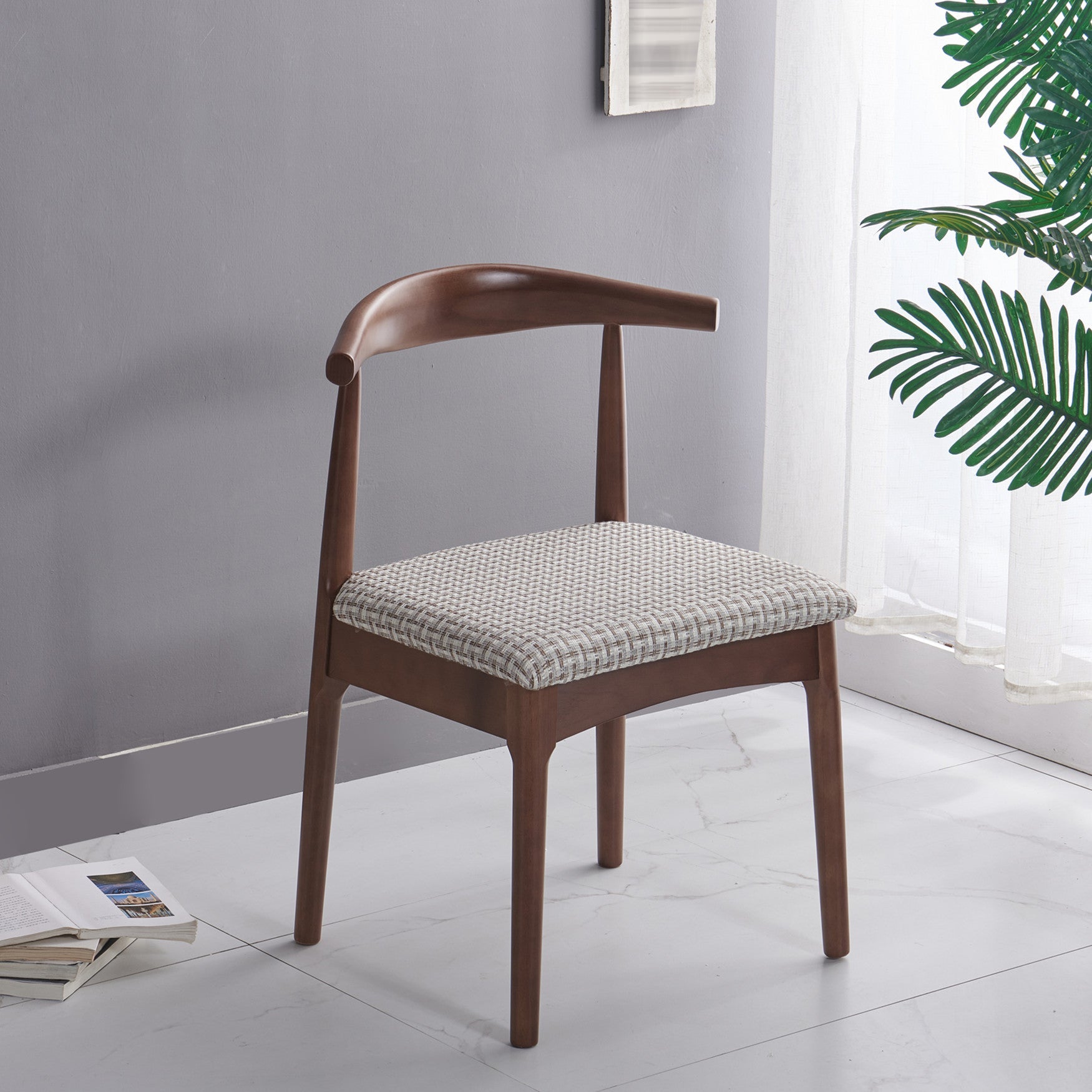 Indoor Scandinavian Side Chair Upholstered Open Back Wood Dining Room Chair Light Gray-White 1 Piece Clearhalo ' kitchen&dining_furn' 'Dining Chairs' 'Dining Tables & Seating' 'dining_chair' 'furn' 'furn_dining_chair' 'Furniture' 'furniture_dining_chair' 'Kitchen & Dining Furniture' 'kitchen' 4066502