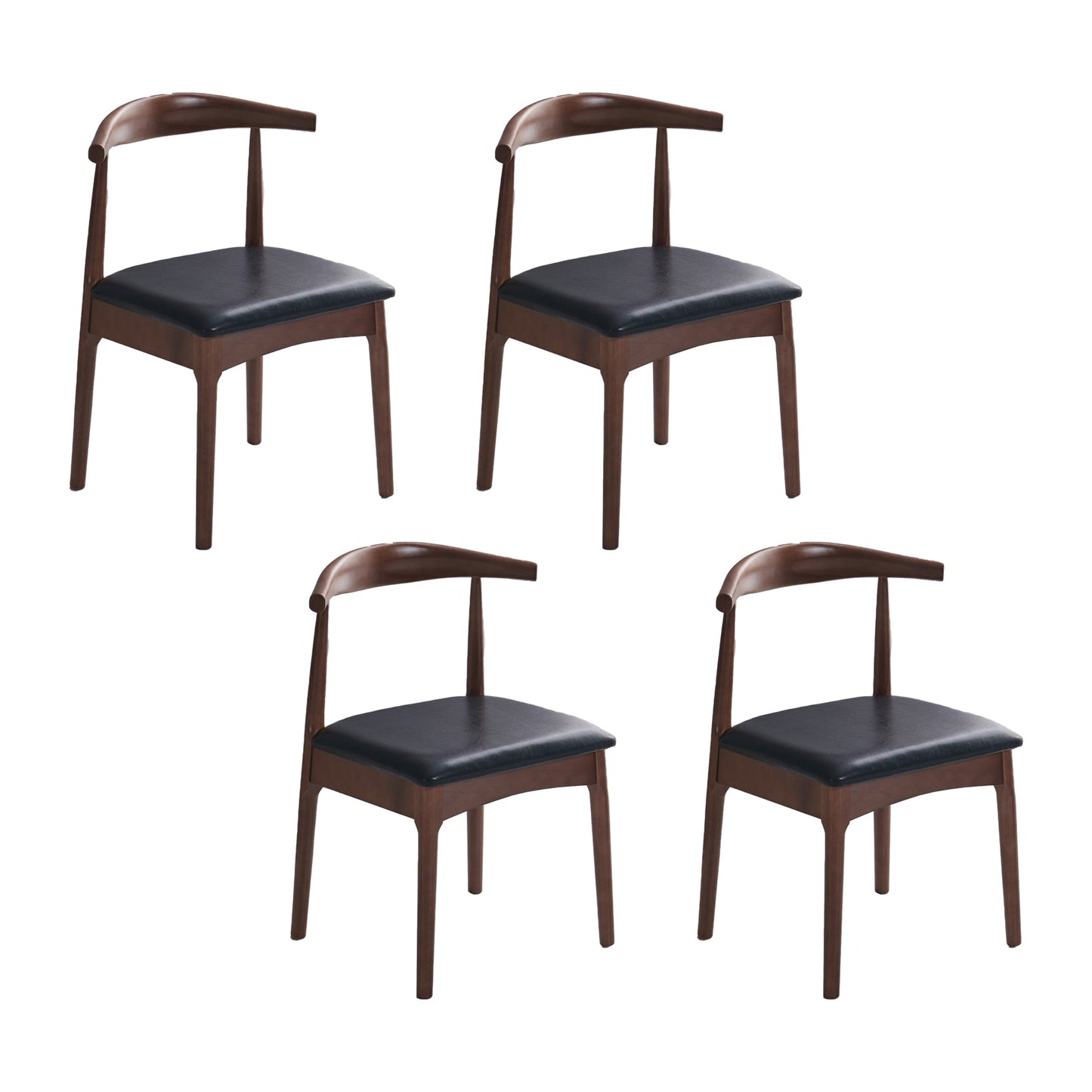Indoor Scandinavian Side Chair Upholstered Open Back Wood Dining Room Chair Gloss Black 4 Piece Set Clearhalo ' kitchen&dining_furn' 'Dining Chairs' 'Dining Tables & Seating' 'dining_chair' 'furn' 'furn_dining_chair' 'Furniture' 'furniture_dining_chair' 'Kitchen & Dining Furniture' 'kitchen' 4066522