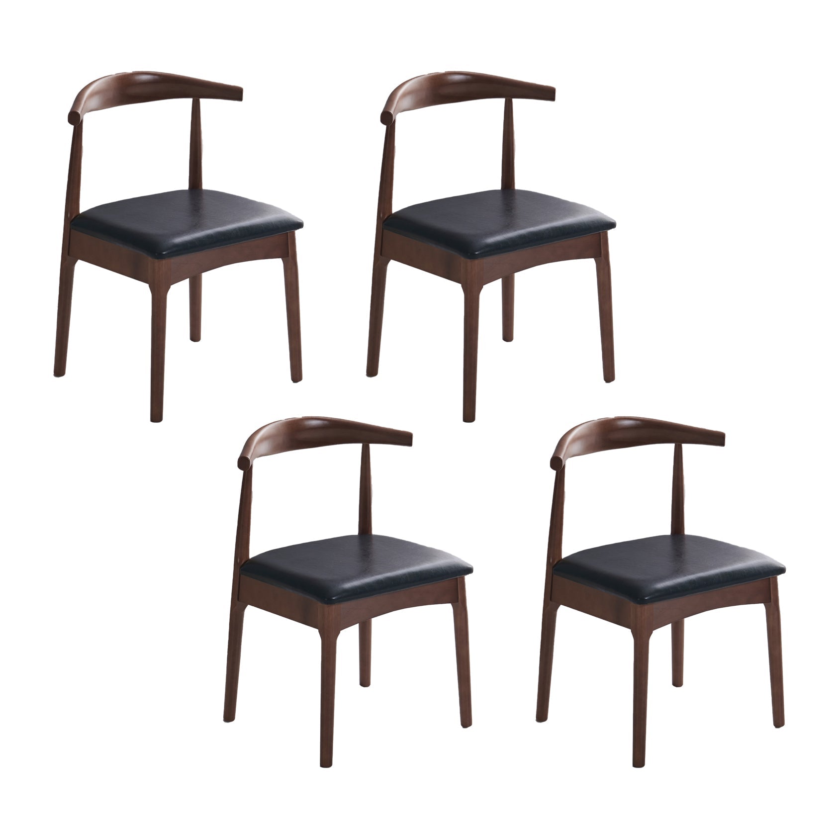 Indoor Scandinavian Side Chair Upholstered Open Back Wood Dining Room Chair Gloss Black 4 Piece Set Clearhalo ' kitchen&dining_furn' 'Dining Chairs' 'Dining Tables & Seating' 'dining_chair' 'furn' 'furn_dining_chair' 'Furniture' 'furniture_dining_chair' 'Kitchen & Dining Furniture' 'kitchen' 4066522