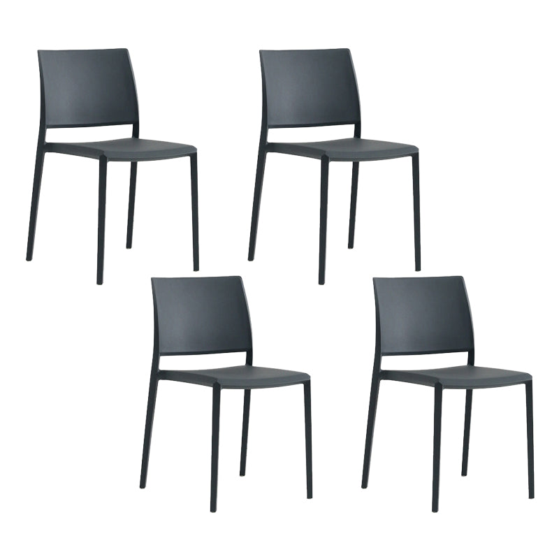 Nordic Style Plastic Dining Chair Open Back Dining Side Chair for Restaurant Dark Gray 4 Piece Set Clearhalo ' kitchen&dining_furn' 'Dining Chairs' 'Dining Tables & Seating' 'dining_chair' 'furn' 'furn_dining_chair' 'Furniture' 'furniture_dining_chair' 'Kitchen & Dining Furniture' 'kitchen' 4066576