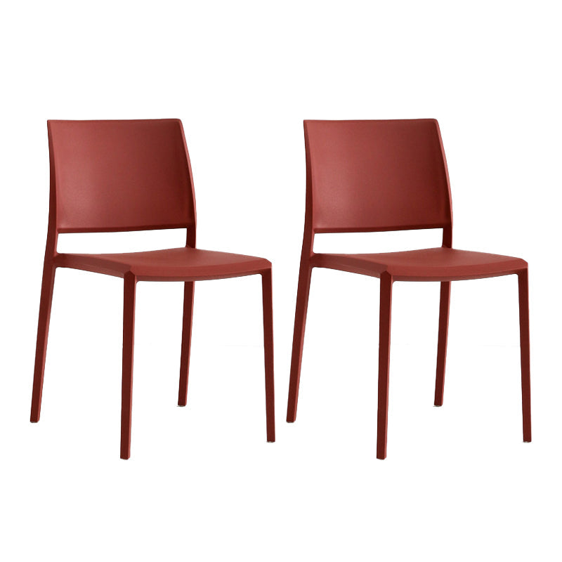 Nordic Style Plastic Dining Chair Open Back Dining Side Chair for Restaurant Brick Red 2 Piece Set Clearhalo ' kitchen&dining_furn' 'Dining Chairs' 'Dining Tables & Seating' 'dining_chair' 'furn' 'furn_dining_chair' 'Furniture' 'furniture_dining_chair' 'Kitchen & Dining Furniture' 'kitchen' 4066586
