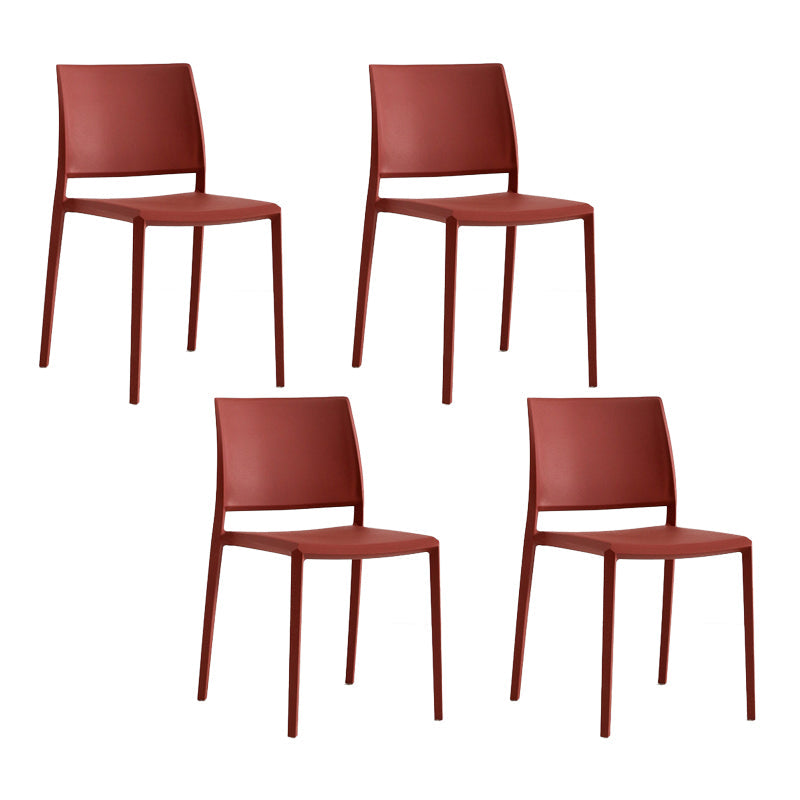 Nordic Style Plastic Dining Chair Open Back Dining Side Chair for Restaurant Brick Red 4 Piece Set Clearhalo ' kitchen&dining_furn' 'Dining Chairs' 'Dining Tables & Seating' 'dining_chair' 'furn' 'furn_dining_chair' 'Furniture' 'furniture_dining_chair' 'Kitchen & Dining Furniture' 'kitchen' 4066587