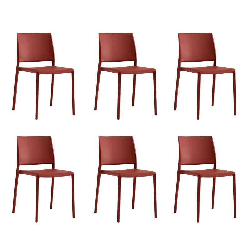 Nordic Style Plastic Dining Chair Open Back Dining Side Chair for Restaurant Brick Red 6 Piece Set Clearhalo ' kitchen&dining_furn' 'Dining Chairs' 'Dining Tables & Seating' 'dining_chair' 'furn' 'furn_dining_chair' 'Furniture' 'furniture_dining_chair' 'Kitchen & Dining Furniture' 'kitchen' 4066588