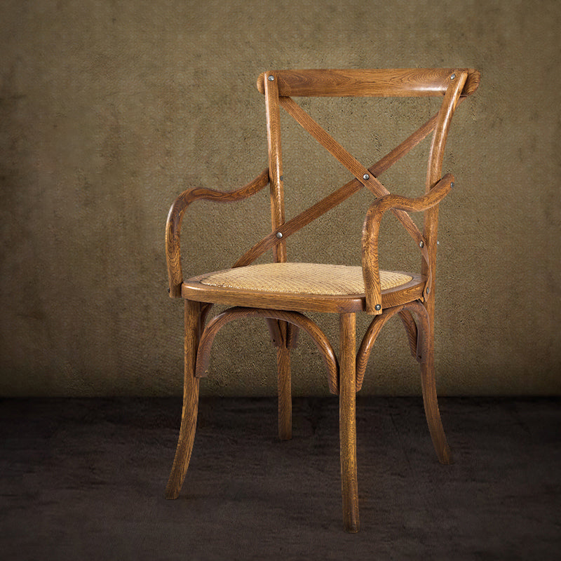 Farmhouse Wood Dining Room Chairs Cross Back Side Armchair for Restaurant Clearhalo ' kitchen&dining_furn' 'Dining Chairs' 'Dining Tables & Seating' 'dining_chair' 'furn' 'furn_dining_chair' 'Furniture' 'furniture_dining_chair' 'Kitchen & Dining Furniture' 'kitchen' 4066620