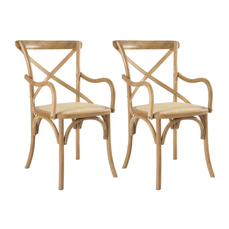 Farmhouse Wood Dining Room Chairs Cross Back Side Armchair for Restaurant Natural 2 Piece Set Clearhalo ' kitchen&dining_furn' 'Dining Chairs' 'Dining Tables & Seating' 'dining_chair' 'furn' 'furn_dining_chair' 'Furniture' 'furniture_dining_chair' 'Kitchen & Dining Furniture' 'kitchen' 4066622