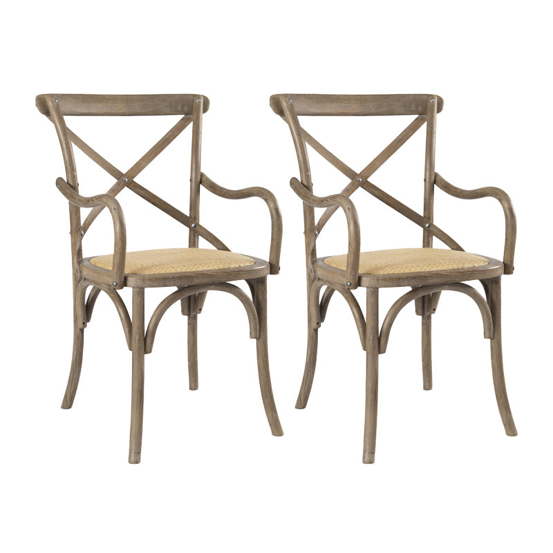 Farmhouse Wood Dining Room Chairs Cross Back Side Armchair for Restaurant Grey 2 Piece Set Clearhalo ' kitchen&dining_furn' 'Dining Chairs' 'Dining Tables & Seating' 'dining_chair' 'furn' 'furn_dining_chair' 'Furniture' 'furniture_dining_chair' 'Kitchen & Dining Furniture' 'kitchen' 4066629