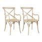 Farmhouse Wood Dining Room Chairs Cross Back Side Armchair for Restaurant White-Apricot 2 Piece Set Clearhalo ' kitchen&dining_furn' 'Dining Chairs' 'Dining Tables & Seating' 'dining_chair' 'furn' 'furn_dining_chair' 'Furniture' 'furniture_dining_chair' 'Kitchen & Dining Furniture' 'kitchen' 4066634