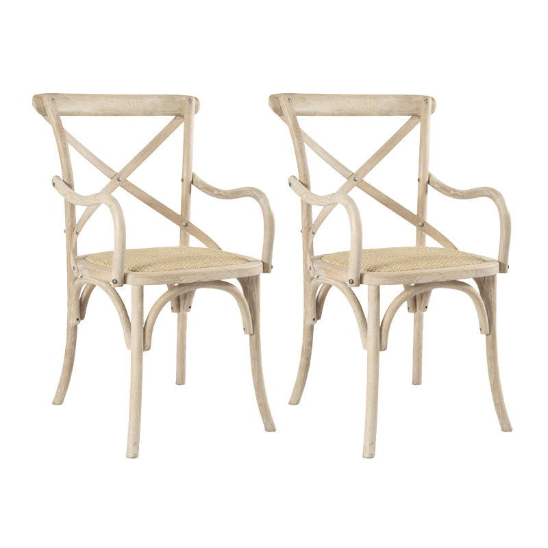 Farmhouse Wood Dining Room Chairs Cross Back Side Armchair for Restaurant White-Apricot 2 Piece Set Clearhalo ' kitchen&dining_furn' 'Dining Chairs' 'Dining Tables & Seating' 'dining_chair' 'furn' 'furn_dining_chair' 'Furniture' 'furniture_dining_chair' 'Kitchen & Dining Furniture' 'kitchen' 4066634