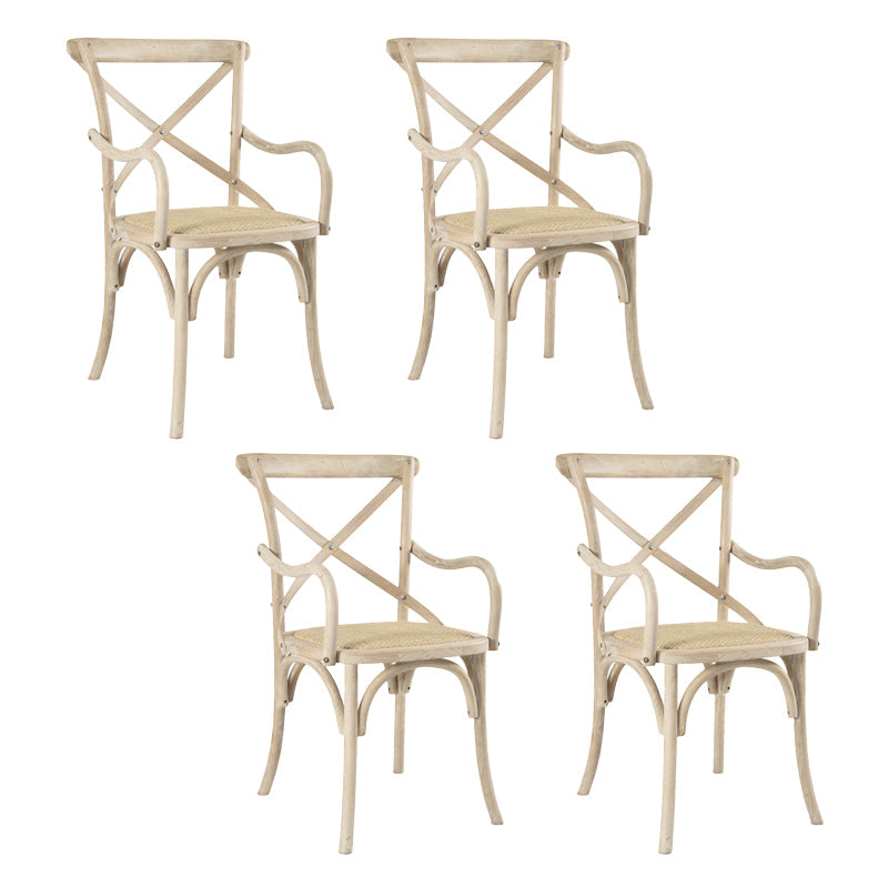 Farmhouse Wood Dining Room Chairs Cross Back Side Armchair for Restaurant White-Apricot 4 Piece Set Clearhalo ' kitchen&dining_furn' 'Dining Chairs' 'Dining Tables & Seating' 'dining_chair' 'furn' 'furn_dining_chair' 'Furniture' 'furniture_dining_chair' 'Kitchen & Dining Furniture' 'kitchen' 4066637