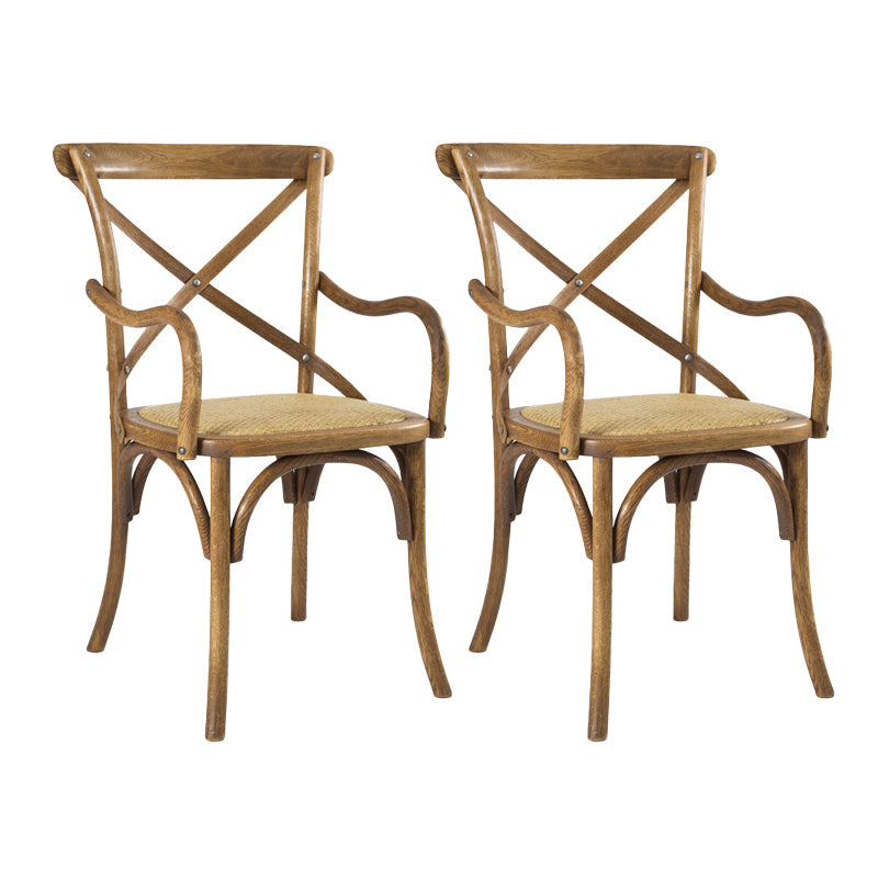 Farmhouse Wood Dining Room Chairs Cross Back Side Armchair for Restaurant Brown 2 Piece Set Clearhalo ' kitchen&dining_furn' 'Dining Chairs' 'Dining Tables & Seating' 'dining_chair' 'furn' 'furn_dining_chair' 'Furniture' 'furniture_dining_chair' 'Kitchen & Dining Furniture' 'kitchen' 4066639
