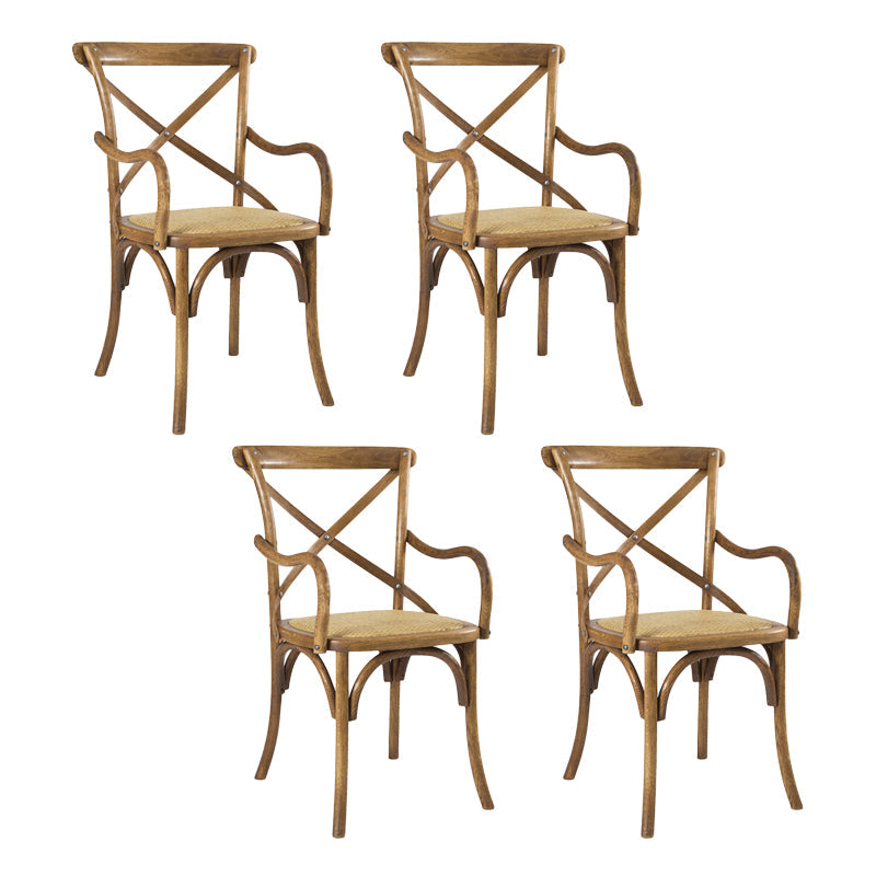 Farmhouse Wood Dining Room Chairs Cross Back Side Armchair for Restaurant Brown 4 Piece Set Clearhalo ' kitchen&dining_furn' 'Dining Chairs' 'Dining Tables & Seating' 'dining_chair' 'furn' 'furn_dining_chair' 'Furniture' 'furniture_dining_chair' 'Kitchen & Dining Furniture' 'kitchen' 4066640