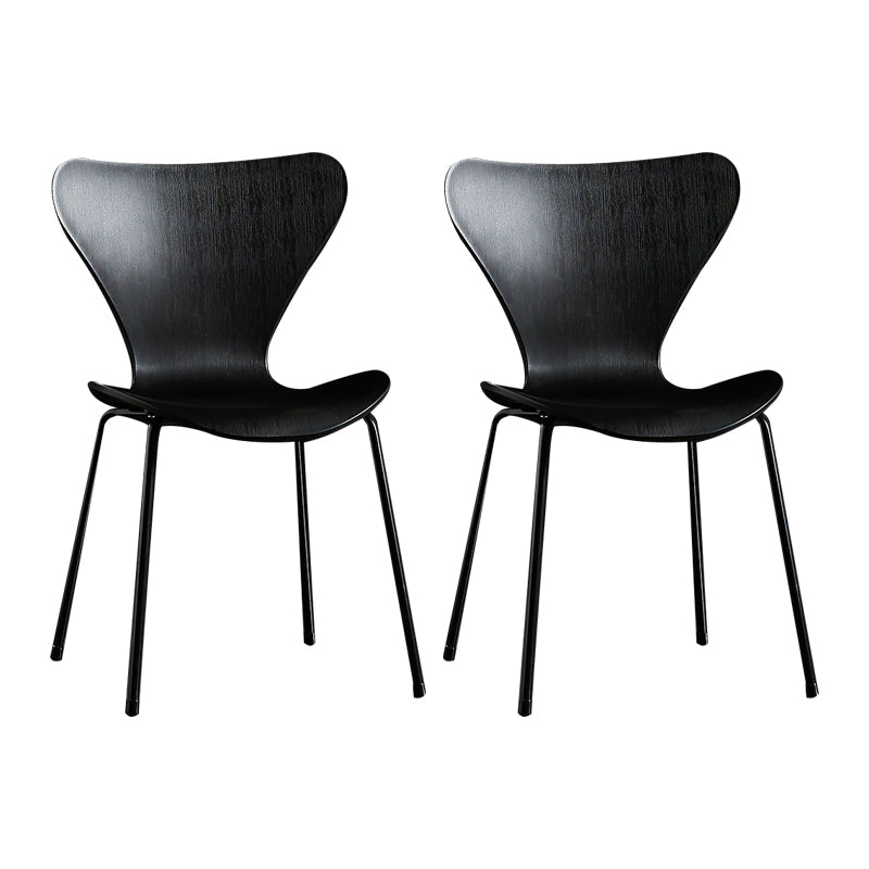 Wingback Dining Armless Chairs Indoor Dining Side Chairs with Metal Legs Black 2 Piece Set Black Clearhalo ' kitchen&dining_furn' 'Dining Chairs' 'Dining Tables & Seating' 'dining_chair' 'furn' 'furn_dining_chair' 'Furniture' 'furniture_dining_chair' 'Kitchen & Dining Furniture' 'kitchen' 4066644