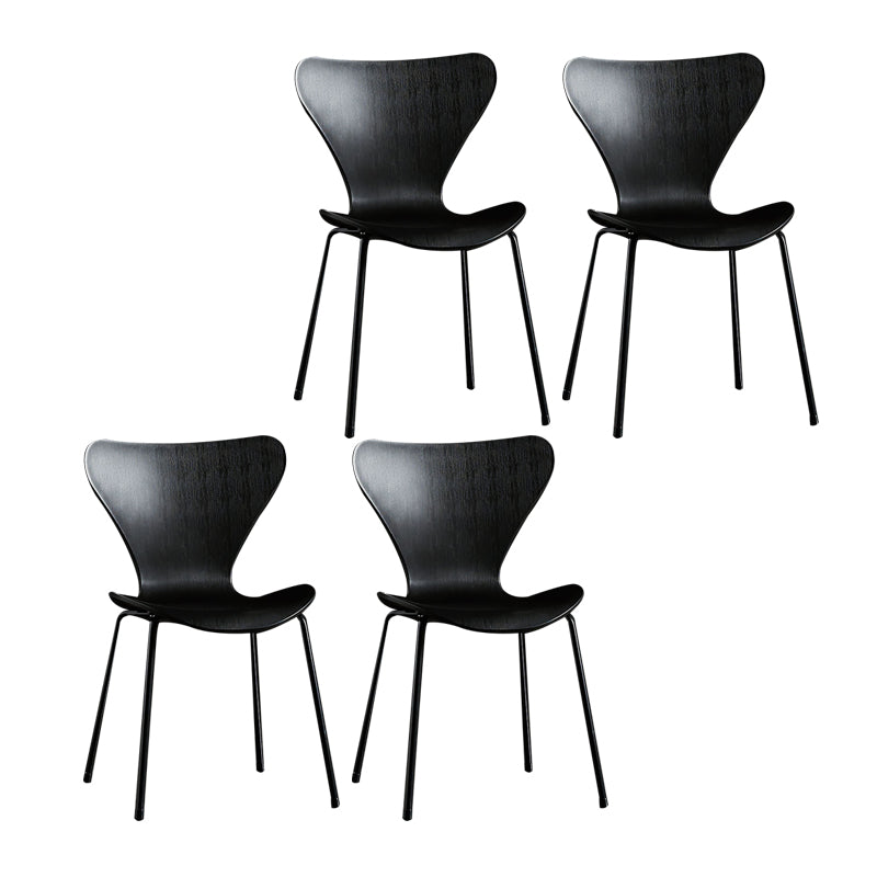 Wingback Dining Armless Chairs Indoor Dining Side Chairs with Metal Legs Black 4 Piece Set Black Clearhalo ' kitchen&dining_furn' 'Dining Chairs' 'Dining Tables & Seating' 'dining_chair' 'furn' 'furn_dining_chair' 'Furniture' 'furniture_dining_chair' 'Kitchen & Dining Furniture' 'kitchen' 4066647