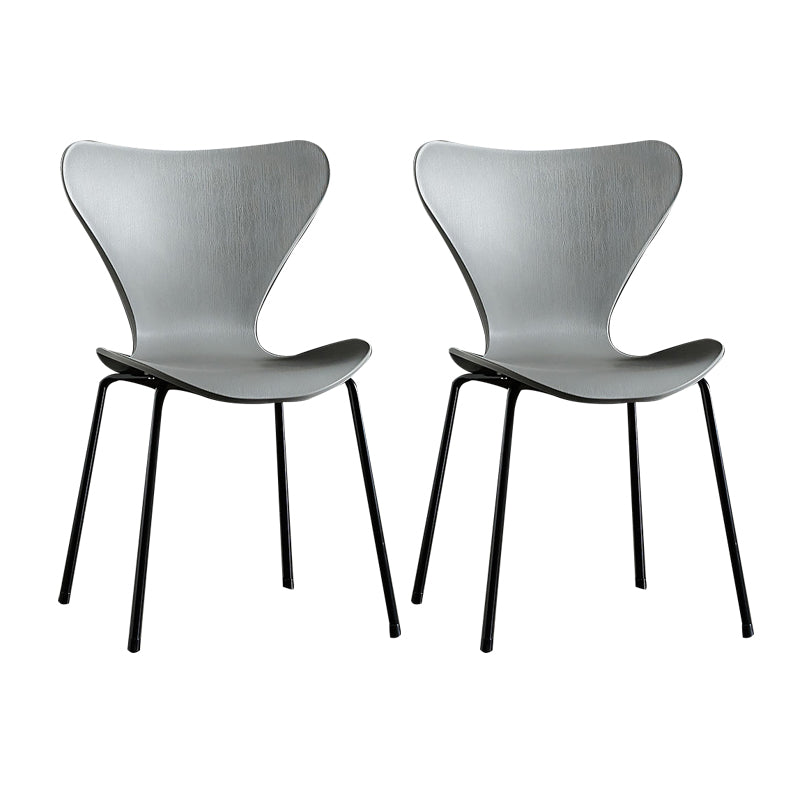 Wingback Dining Armless Chairs Indoor Dining Side Chairs with Metal Legs Grey 2 Piece Set Black Clearhalo ' kitchen&dining_furn' 'Dining Chairs' 'Dining Tables & Seating' 'dining_chair' 'furn' 'furn_dining_chair' 'Furniture' 'furniture_dining_chair' 'Kitchen & Dining Furniture' 'kitchen' 4066650