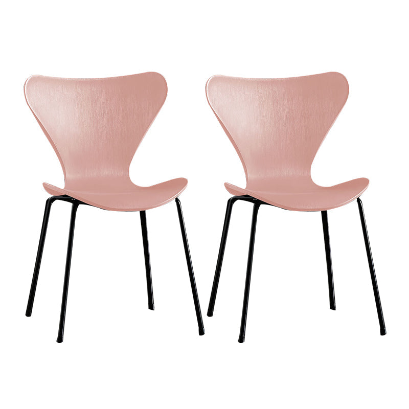 Wingback Dining Armless Chairs Indoor Dining Side Chairs with Metal Legs Pink 2 Piece Set Black Clearhalo ' kitchen&dining_furn' 'Dining Chairs' 'Dining Tables & Seating' 'dining_chair' 'furn' 'furn_dining_chair' 'Furniture' 'furniture_dining_chair' 'Kitchen & Dining Furniture' 'kitchen' 4066662