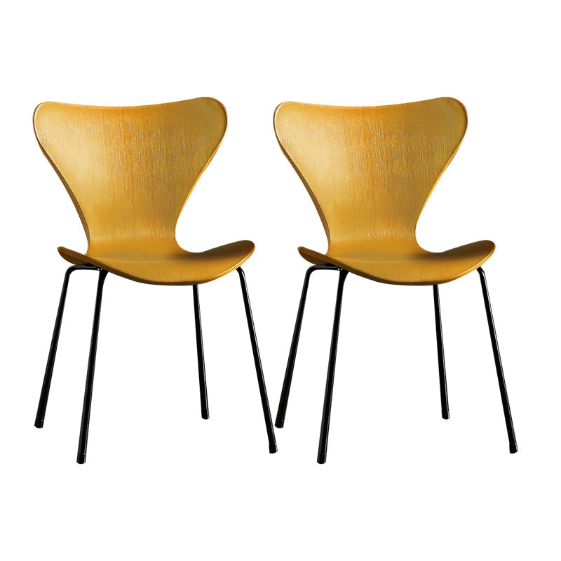 Wingback Dining Armless Chairs Indoor Dining Side Chairs with Metal Legs Yellow 2 Piece Set Black Clearhalo ' kitchen&dining_furn' 'Dining Chairs' 'Dining Tables & Seating' 'dining_chair' 'furn' 'furn_dining_chair' 'Furniture' 'furniture_dining_chair' 'Kitchen & Dining Furniture' 'kitchen' 4066666
