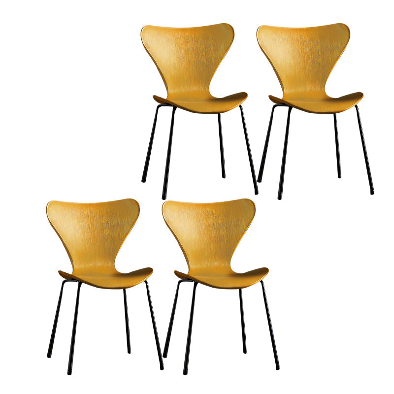 Wingback Dining Armless Chairs Indoor Dining Side Chairs with Metal Legs Yellow 4 Piece Set Black Clearhalo ' kitchen&dining_furn' 'Dining Chairs' 'Dining Tables & Seating' 'dining_chair' 'furn' 'furn_dining_chair' 'Furniture' 'furniture_dining_chair' 'Kitchen & Dining Furniture' 'kitchen' 4066667