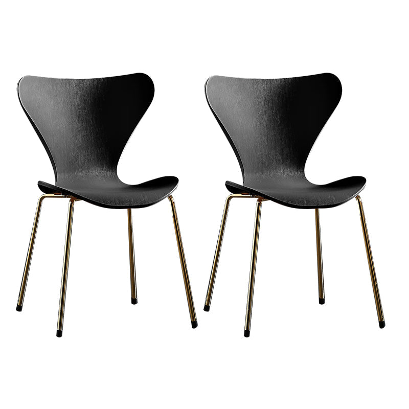 Wingback Dining Armless Chairs Indoor Dining Side Chairs with Metal Legs Black 2 Piece Set Brass Gold Clearhalo ' kitchen&dining_furn' 'Dining Chairs' 'Dining Tables & Seating' 'dining_chair' 'furn' 'furn_dining_chair' 'Furniture' 'furniture_dining_chair' 'Kitchen & Dining Furniture' 'kitchen' 4066672