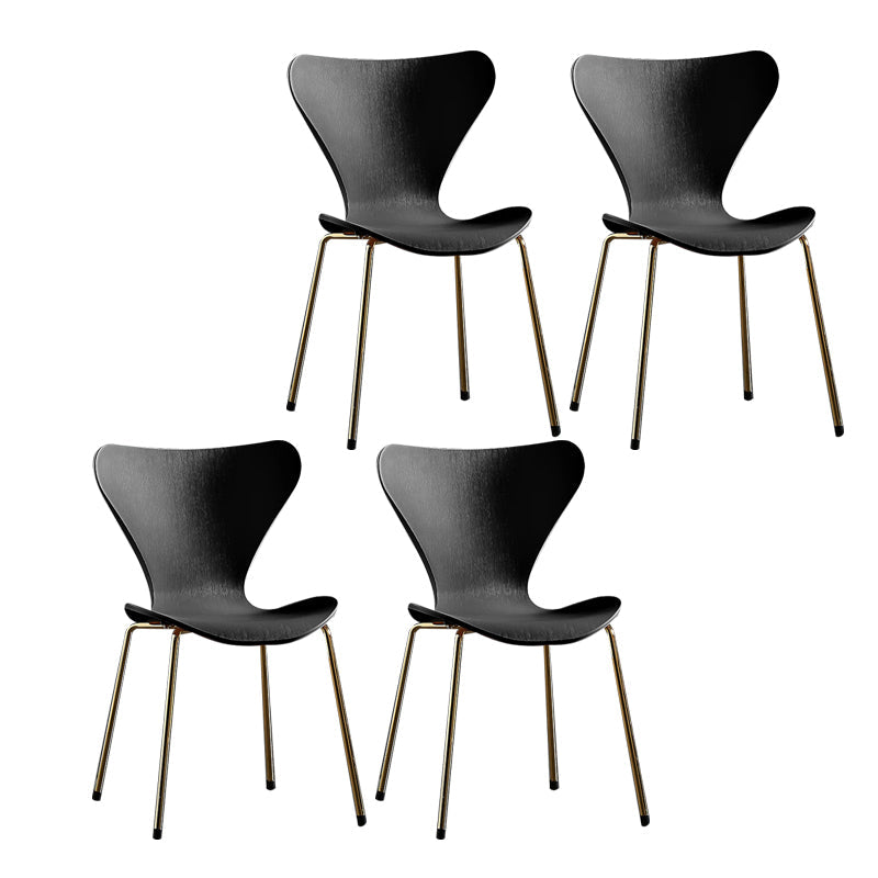 Wingback Dining Armless Chairs Indoor Dining Side Chairs with Metal Legs Black 4 Piece Set Brass Gold Clearhalo ' kitchen&dining_furn' 'Dining Chairs' 'Dining Tables & Seating' 'dining_chair' 'furn' 'furn_dining_chair' 'Furniture' 'furniture_dining_chair' 'Kitchen & Dining Furniture' 'kitchen' 4066673