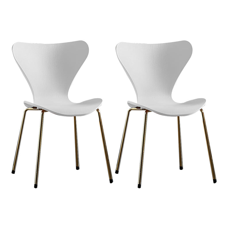 Wingback Dining Armless Chairs Indoor Dining Side Chairs with Metal Legs White 2 Piece Set Brass Gold Clearhalo ' kitchen&dining_furn' 'Dining Chairs' 'Dining Tables & Seating' 'dining_chair' 'furn' 'furn_dining_chair' 'Furniture' 'furniture_dining_chair' 'Kitchen & Dining Furniture' 'kitchen' 4066678