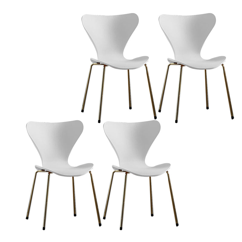 Wingback Dining Armless Chairs Indoor Dining Side Chairs with Metal Legs White 4 Piece Set Brass Gold Clearhalo ' kitchen&dining_furn' 'Dining Chairs' 'Dining Tables & Seating' 'dining_chair' 'furn' 'furn_dining_chair' 'Furniture' 'furniture_dining_chair' 'Kitchen & Dining Furniture' 'kitchen' 4066679