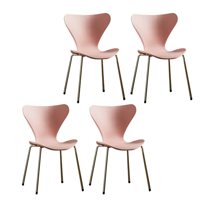 Wingback Dining Armless Chairs Indoor Dining Side Chairs with Metal Legs Pink 4 Piece Set Brass Gold Clearhalo ' kitchen&dining_furn' 'Dining Chairs' 'Dining Tables & Seating' 'dining_chair' 'furn' 'furn_dining_chair' 'Furniture' 'furniture_dining_chair' 'Kitchen & Dining Furniture' 'kitchen' 4066682