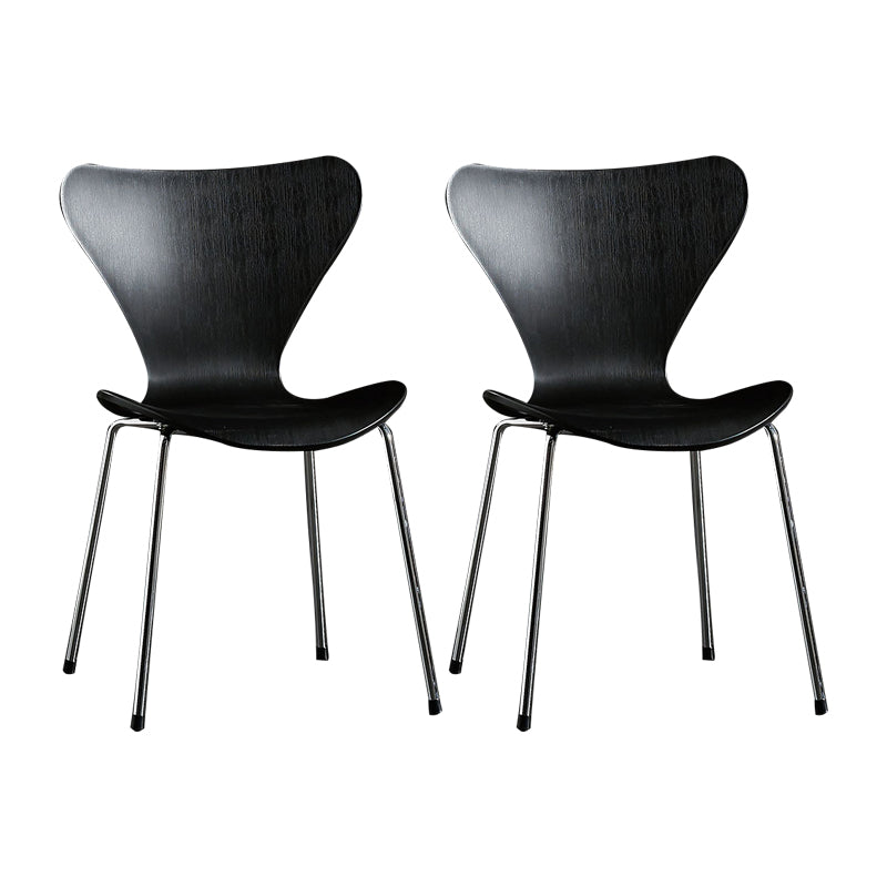 Wingback Dining Armless Chairs Indoor Dining Side Chairs with Metal Legs Black 2 Piece Set Silver Clearhalo ' kitchen&dining_furn' 'Dining Chairs' 'Dining Tables & Seating' 'dining_chair' 'furn' 'furn_dining_chair' 'Furniture' 'furniture_dining_chair' 'Kitchen & Dining Furniture' 'kitchen' 4066690
