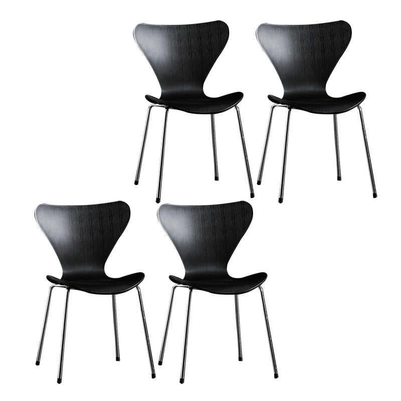 Wingback Dining Armless Chairs Indoor Dining Side Chairs with Metal Legs Black 4 Piece Set Silver Clearhalo ' kitchen&dining_furn' 'Dining Chairs' 'Dining Tables & Seating' 'dining_chair' 'furn' 'furn_dining_chair' 'Furniture' 'furniture_dining_chair' 'Kitchen & Dining Furniture' 'kitchen' 4066691
