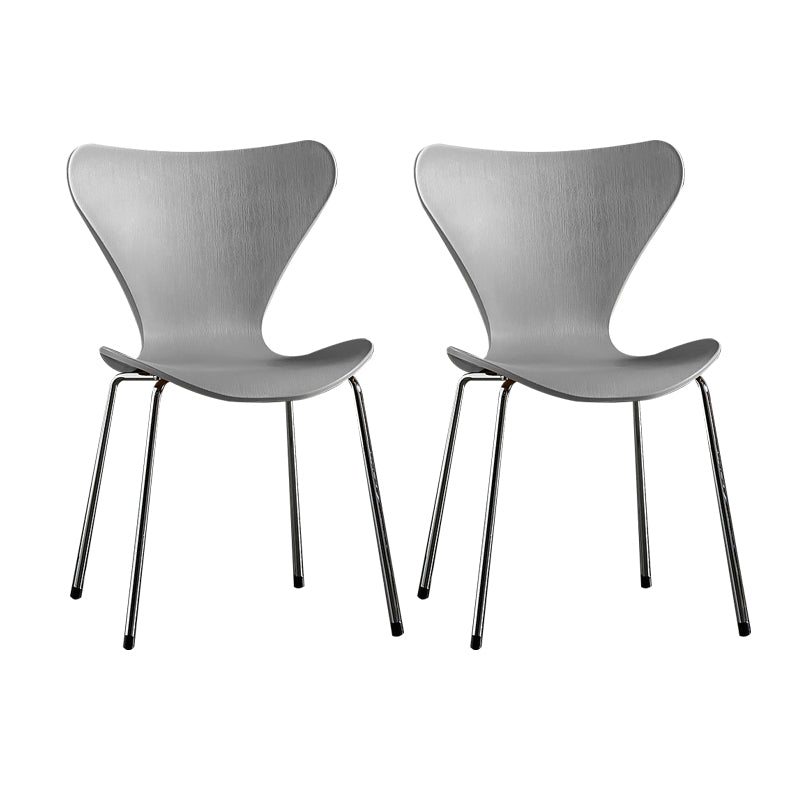 Wingback Dining Armless Chairs Indoor Dining Side Chairs with Metal Legs Grey 2 Piece Set Silver Clearhalo ' kitchen&dining_furn' 'Dining Chairs' 'Dining Tables & Seating' 'dining_chair' 'furn' 'furn_dining_chair' 'Furniture' 'furniture_dining_chair' 'Kitchen & Dining Furniture' 'kitchen' 4066693
