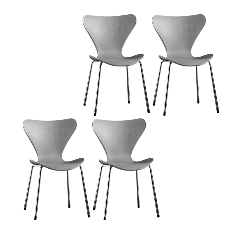 Wingback Dining Armless Chairs Indoor Dining Side Chairs with Metal Legs Grey 4 Piece Set Silver Clearhalo ' kitchen&dining_furn' 'Dining Chairs' 'Dining Tables & Seating' 'dining_chair' 'furn' 'furn_dining_chair' 'Furniture' 'furniture_dining_chair' 'Kitchen & Dining Furniture' 'kitchen' 4066694