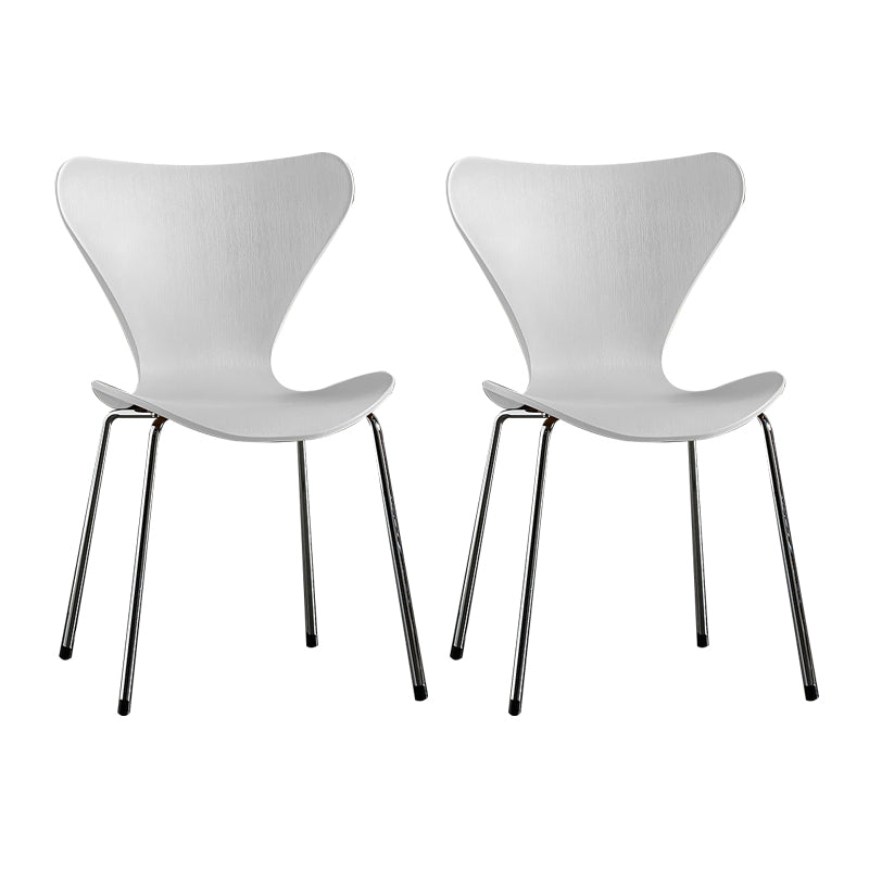 Wingback Dining Armless Chairs Indoor Dining Side Chairs with Metal Legs White 2 Piece Set Silver Clearhalo ' kitchen&dining_furn' 'Dining Chairs' 'Dining Tables & Seating' 'dining_chair' 'furn' 'furn_dining_chair' 'Furniture' 'furniture_dining_chair' 'Kitchen & Dining Furniture' 'kitchen' 4066696