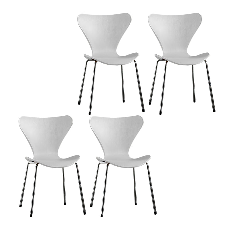 Wingback Dining Armless Chairs Indoor Dining Side Chairs with Metal Legs White 4 Piece Set Silver Clearhalo ' kitchen&dining_furn' 'Dining Chairs' 'Dining Tables & Seating' 'dining_chair' 'furn' 'furn_dining_chair' 'Furniture' 'furniture_dining_chair' 'Kitchen & Dining Furniture' 'kitchen' 4066697