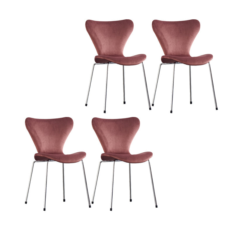 Wingback Dining Armless Chairs Indoor Dining Side Chairs with Metal Legs Pink 4 Piece Set Silver Clearhalo ' kitchen&dining_furn' 'Dining Chairs' 'Dining Tables & Seating' 'dining_chair' 'furn' 'furn_dining_chair' 'Furniture' 'furniture_dining_chair' 'Kitchen & Dining Furniture' 'kitchen' 4066700