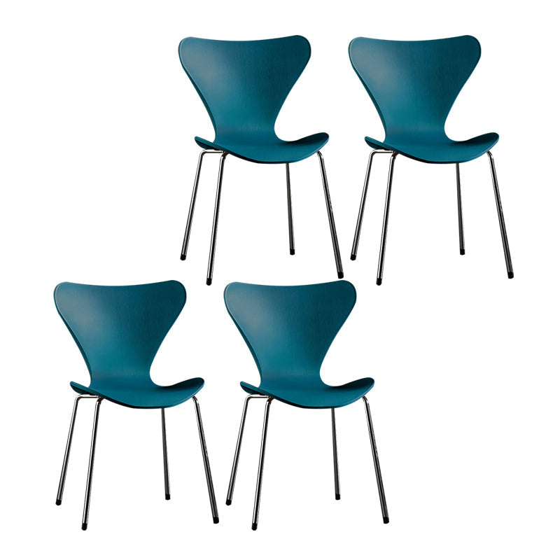 Wingback Dining Armless Chairs Indoor Dining Side Chairs with Metal Legs Dark Blue 4 Piece Set Silver Clearhalo ' kitchen&dining_furn' 'Dining Chairs' 'Dining Tables & Seating' 'dining_chair' 'furn' 'furn_dining_chair' 'Furniture' 'furniture_dining_chair' 'Kitchen & Dining Furniture' 'kitchen' 4066703